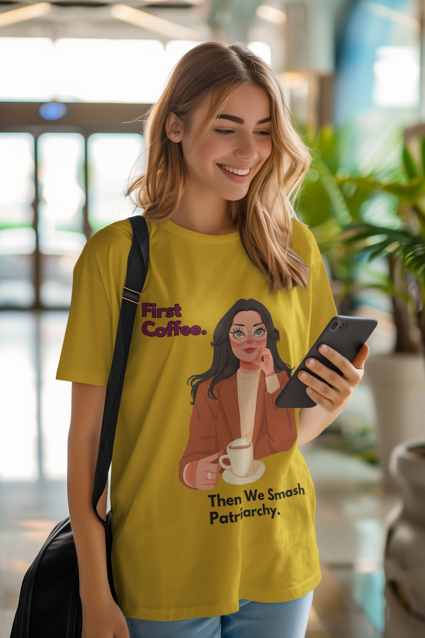First Coffee | Feminist Oversize Unisex T-shirt